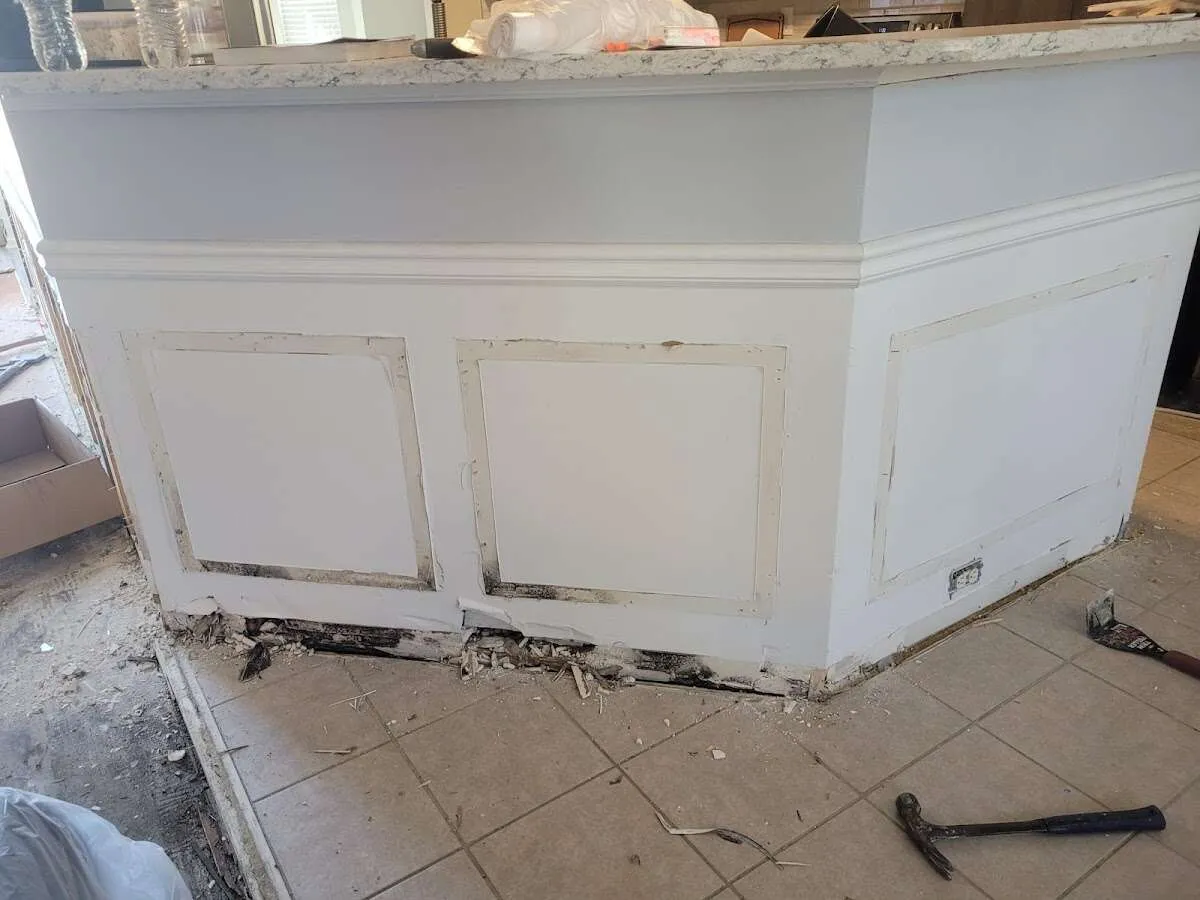 Water damage and mold on kitchen during Storm Damage Restoration in Lewistown